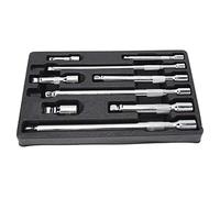 Ensemble de 9 barres d'extension oscillantes, ensemble de barres d'extension d'entraînement 1/4", 3/8", 1/2" avec tête oscillante réglable, construction durable en acier au chrome