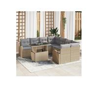 Ensemble de 9 Canapés de Jardin avec Coussins Beige en Rattan Poly 3348616