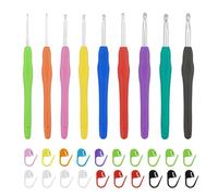 Ensemble de 9 crochets ergonomiques avec poignée souple pour un confort optimal et un contrôle précis, inclus marqueurs de maille - Idéal pour les débutants et les passionnés de crochet expérimentés