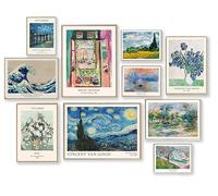 Ensemble de 9 décorations murales éclectiques vintage, impressions abstraites éclectiques de Matisse, Van Gogh, Claude Monet, images esthétiques de peintures d’artistes célèbres maximalistes, affiche