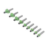 Ensemble de 9 fraises à moulurer queue 8mm pour bois | Alliage tungstène dur revêtement PTFE résistant chaleur coupe nette sans bavures sur bois massif et MDF