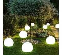 Ensemble De 9 Lampes À LED Solaire En Forme De Boule Avec Piquets Pour Le Jardin