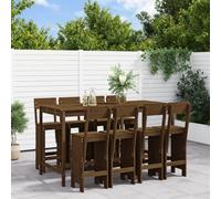 Ensemble de 9 meubles de jardin en pin massif marron miel, robuste, pour terrasse, balcon, jardin, 203,5 x 90 x 110 cm