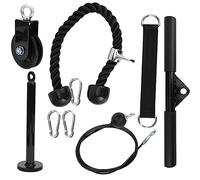 Ensemble de 9 pièces d'équipement de fitness, poulie corde résistance, Home Gym multifonction pour homme et femme - structure en acier résistant, entraînement bras et poignets