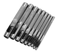 Ensemble de 9 poinçons creux en cuir, Kit d'outils de perforation professionnel en acier au carbone traité thermiquement pour l'artisanat du cuir, ceintures, sacs à main, vestes
