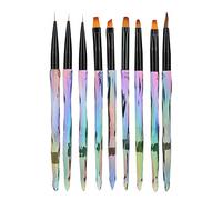 Ensemble de 9 stylos à ongles à manche dégradé, stylo de peinture à ongles portable pour réaliser soi-même des motifs floraux, pinceau en fibres douces avec poignée ergonomique,