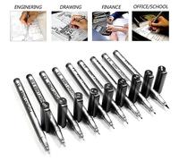 Ensemble De 9 Stylos Fineliner Imperméables, Micro Stylos Noirs Pour Croquis Artistiques, Écriture, Manga, Papeterie Scolaire