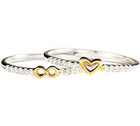 Ensemble de Anneaux en Forme de Coeur d'Ameur, 2 Pièces Anneau de Doigt empilable Mignon pour BFF Femmes Filles Amitié de Mariage Bague de Promesse de Bijoux Cadeaux Taille 7,8 Durable Design