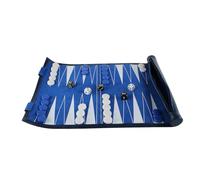 Ensemble de Backgammon de voyage enroulable Bleu 33 cm