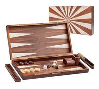 Ensemble de backgammon en bois pour adultes de 40 cm - Planche de jeu pliable avec cubes en bois de qualité supérieure - Grand jeu de voyage portable