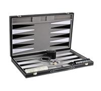 Ensemble de backgammon en cuir gris graphène 53,3 cm