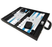 Ensemble de Backgammon Premium 40 x 53 cm - Noir avec Points Bleus et Astral Bleus