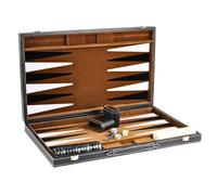 Ensemble de backgammon rustique en cuir marron 53,3 cm
