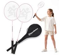Ensemble de badminton hypermotion 2 raquettes acier avec housse rose