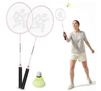 Ensemble de badminton hypermotion 2 raquettes acier et volant rose