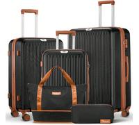 Ensemble de bagages 5 pièces, valises rigides extensibles, valises de voyage avec roulettes pivotantes durables et serrure TSA CONCEPTION TECHNOLOGIQUE INNOVANTE : Fabriqué en ABS de haute qualité, ce