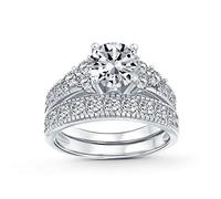 Ensemble De Bagues De Fiançailles En Argent Sterling Avec Zircon Cubique Brillant 3CT AAA CZ Pour Anniversaire Bague De Mariage Paires