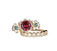 Ensemble de bagues de fiançailles et de demande en mariage, bague de fiançailles et bague de demande en forme de cœur, 6, Zinc, Pas de pierre précieuse