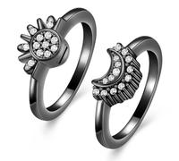 Ensemble de bagues d'urne funéraire pour cendres, motif soleil céleste et lune, bague de soleil étincelant/bague de lune bleue/bague de promesse d'amitié, bagues célestes empilables, cadeau pour femme