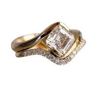 Ensemble de bagues et de combat pour femme - Plaqué or jaune - En argent sterling 925 - Anniversaire personnalisé - Pour ses bagues - Compatible avec un ensemble de fils, D, Métal, Pas de pierre