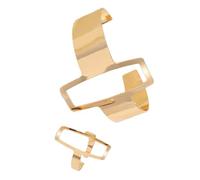 Ensemble de bagues ouvertes géométriques tendance pour usage quotidien - Texture en alliage - Pour un usage quotidien et une date