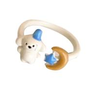 Ensemble de bagues réglables inspirées des animaux amusants pour les couples, bijoux uniques de dessin animé chien chats, idées cadeaux, usage quotidien, motifs d ' animaux, bijoux réglables