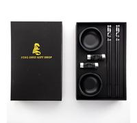 Ensemble de baguettes de qualité supérieure - 2 plats en céramique, 2 baguettes en bambou, 2 supports en céramique - Coffret cadeau élégant pour sushis, ramen et cuisine asiatique (style dragon)