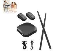 Ensemble de baguettes électriques avec pédales - Kit de batterie virtuelle portable sans fil pour enfants et adultes, baguettes de batterie électroniques à détection de mouvement 3D pour débutants