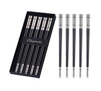 Ensemble de baguettes noires en métal coréen, Buyer Star 18/10 réutilisables en acier inoxydable pour sushis, nouilles, riz, barbecue, passent au lave-vaisselle, finition miroir