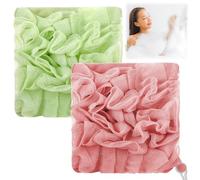 Ensemble de bain en luffa | Éponge exfoliante ultra douce + boule de bain à cordon. Réutilisable. Nettoyage en douceur de tout le corps.