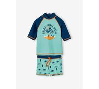 VERTBAUDET Ensemble de bain garçon T-shirt anti-UV + short bleu turquoise/pétrole 8A
