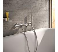 ensemble de baignoire Herzbach Design iX 17.914000. 2000 .09 1250 mm, porte-cône, douchette, flexible de douche, acier inoxydable brossé