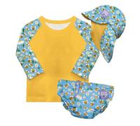 Bambino Mio Anti-UV UPF 40+ Ensemble de bain pour bébé (ABEILLES FÉÉRIQUES & 2 à 3 ans), avec couche de bain réutilisable et t-shirt de bain avec protection solaire