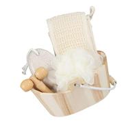Ensemble de bain multifonction en bois naturel avec motif lingot antique pour la maison, la douche, accessoires de salle de bain en bois