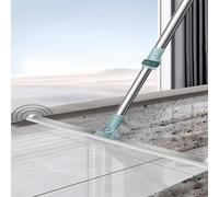 Ensemble de balai avec manche en acier inoxydable réglable de 50 cm, balai magique à double face en silicone pour balayer, essuyer et racler, balai magique multifonction 3-en-1, convient pour la maiso