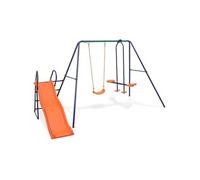 vidaXL Ensemble de balançoire 91359 – 3 sièges, toboggan 183 cm, acier et plastique Orange