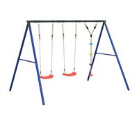Ensemble de balançoire avec deux sièges de balançoire, balançoire d'escalade en acier laqué, cadre en métal résistant aux intempéries, 273,5 x 185 x 185 cm, pour enfants de 3 à 10 ans, jardin, loisirs