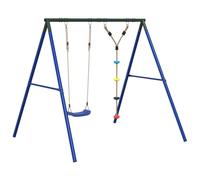 Ensemble de balançoire avec siège de balançoire et balançoire d'escalade en acier laqué, structure en métal robuste 206 x 185 x 185 cm, pour enfants de 3 à 10 ans, jardin, plein air, plaisir et