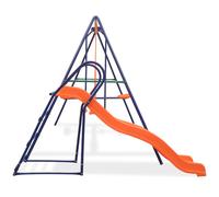 Ensemble De Balançoire Avec Toboggan Et 3 Sièges Orange