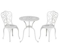Ensemble de Balcon en Métal Jardin Extérieur Table et Chaises Blanc
