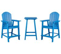 Ensemble de Balcon Jardin Terrasse Table Haute et Chaises Bleu Adirondack