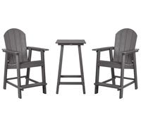 Ensemble de Balcon Jardin Terrasse Table Haute et Chaises Gris Foncé Adirondack