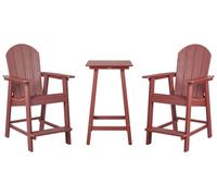 Ensemble de Balcon Jardin Terrasse Table Haute et Chaises Rouge Adirondack
