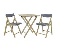 Ensemble de balcon pliant Tramontina Potenza Gris - Table et 2 chaises en teck FSC