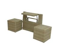 JardiDéco – Ensemble de balcon table et pouf ou banc Naturel Java Multicolore