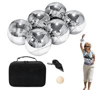 Ensemble de Balle en métal de Bocce - Jeu de pelouse en Plein air, balles à Lancer | Comprend des sphères en Poli mesurant la Taille de la réglementation et Les Motifs gravés des équip