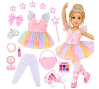 Ensemble de ballerines américaines de 45,7 cm comprenant jupe de ballet, chaussures, couronne, ombre à paupières, rouge à lèvres, sac à main, peigne, élastique à cheveux pour fille américaine de 45,7