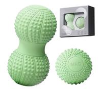 Ensemble de balles de massage et double balle de massage pour fascia, balle double pour fascias, petit diamètre 6,5 cm, longueur 13 cm, pour pieds, dos, cou, colonne vertébrale (C)