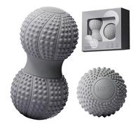 Ensemble de balles de massage et double balle de massage pour fascia, balle double pour fascias, petit diamètre 6,5 cm, longueur 13 cm, pour pieds, dos, cou, colonne vertébrale (E)