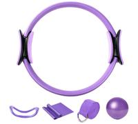 Ensemble de balles de pilates et d'anneaux - Cercle de yoga, mini balle d'exercice et bandes de résistance - Kit complet de toning corporel pour l'entraînement à la maison - Renforcement musculaire